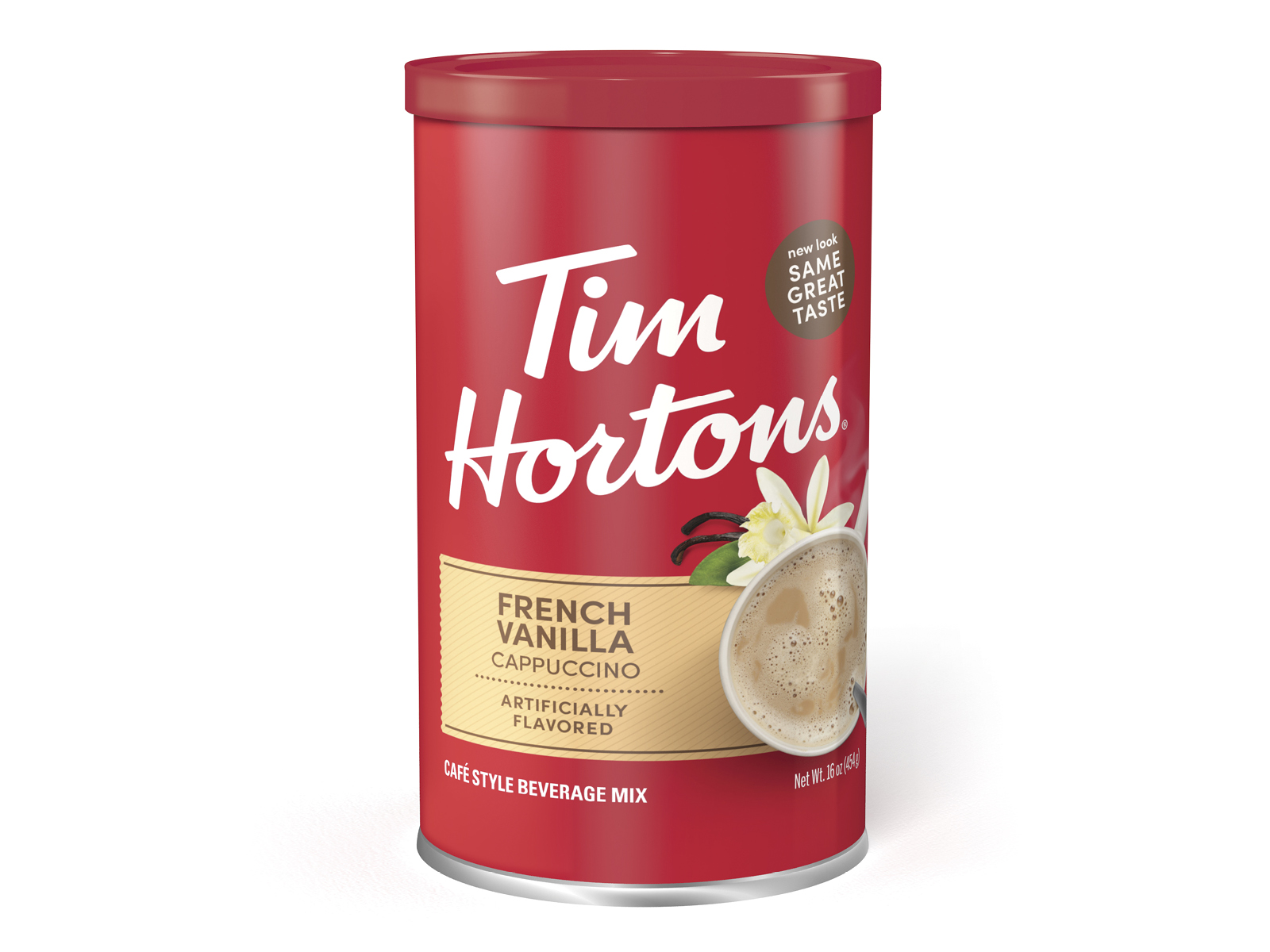 Order French Vanilla Cappucino Mix, 16 oz. Can food online from Tim Hortons store, Columbus on bringmethat.com