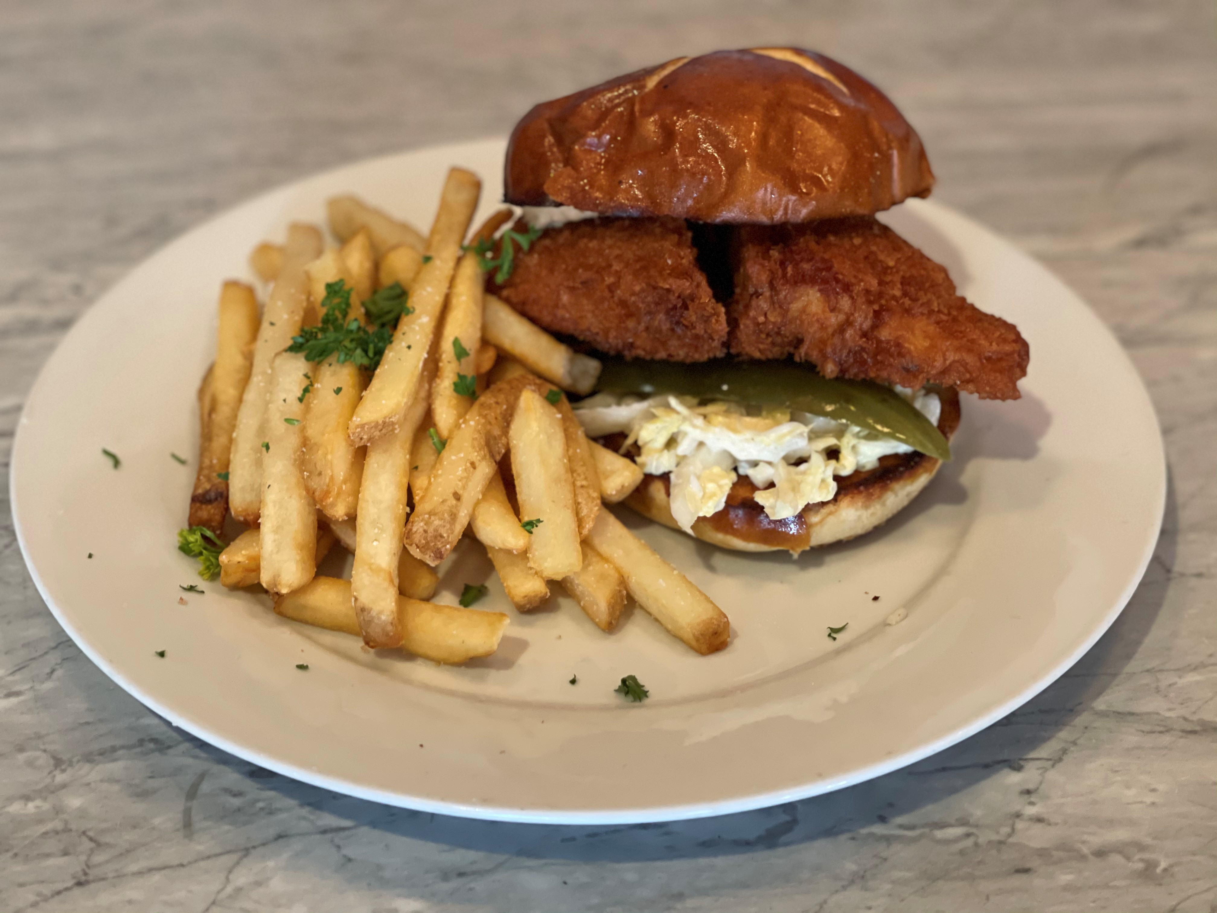 Order Buttermilk Fried Chicken Sandwich food online from The Rooftop Lounge store, Laguna Beach on bringmethat.com