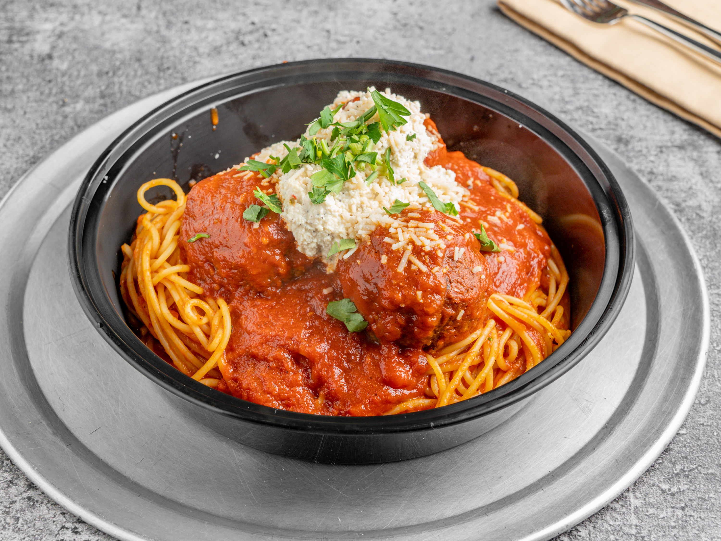 Order Traditional Spaghetti and Meatballs Pasta food online from 3 Brothers of RVC store, Rockville Centre on bringmethat.com