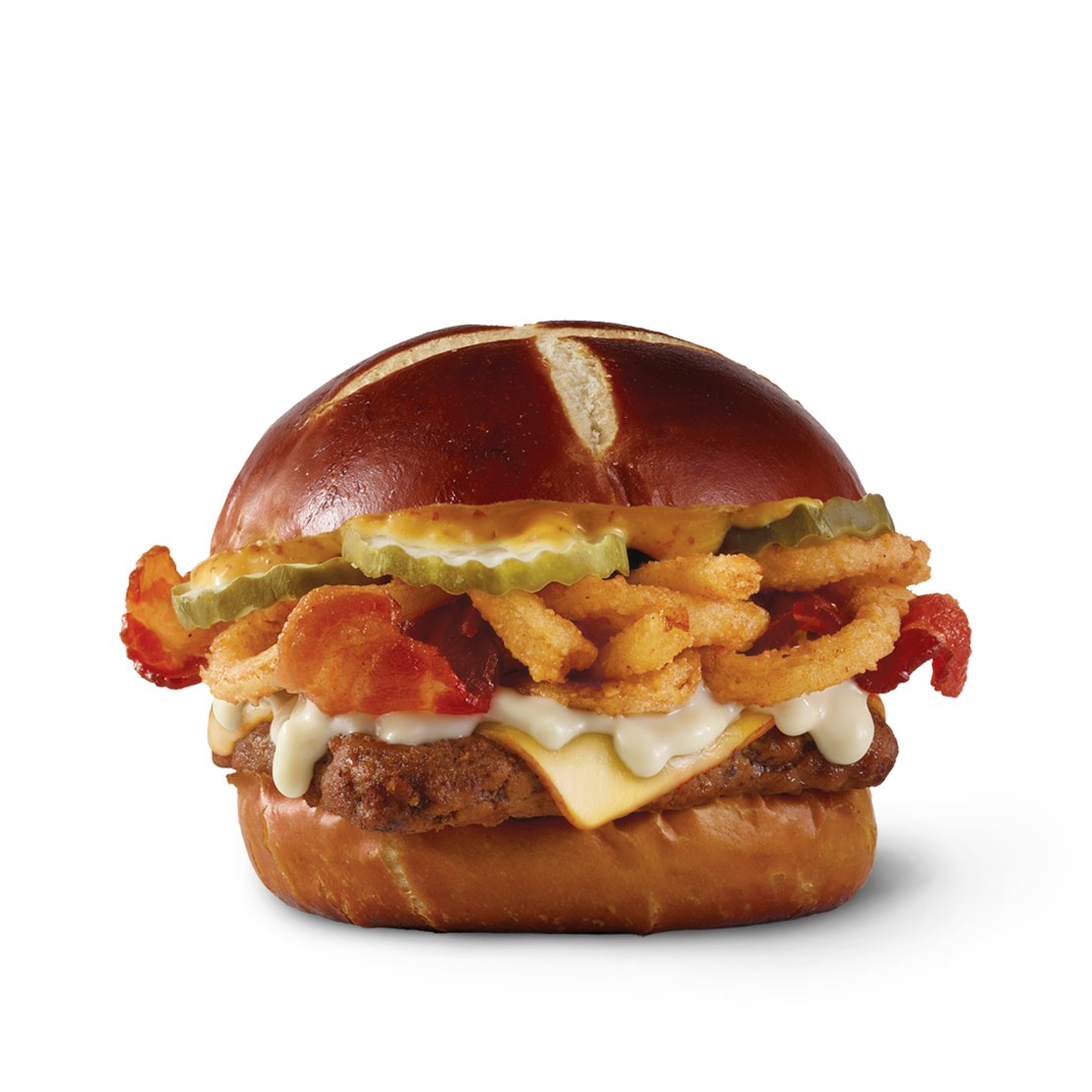 Order Pretzel Bacon Pub Cheeseburger food online from Wendy's store, Youngstown on bringmethat.com