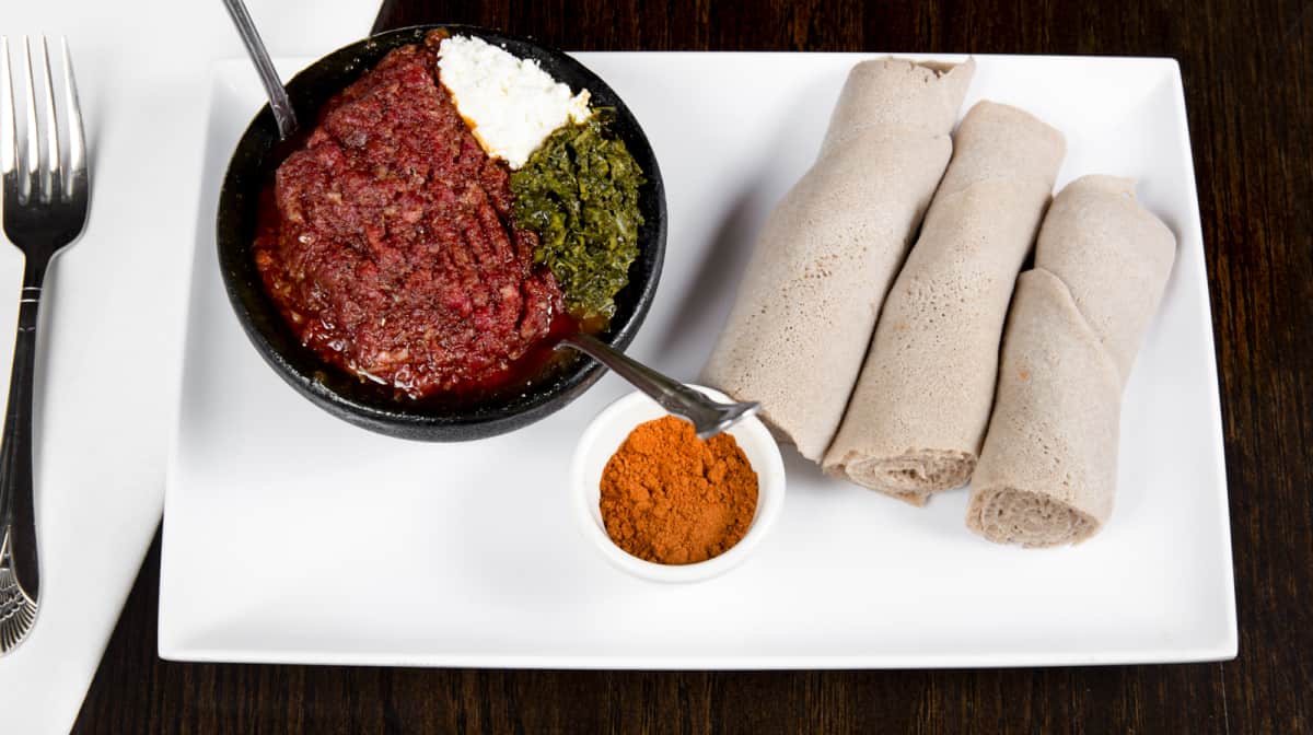 Order Kitfo food online from Makeda Ethiopian Restaurant store, Alexandria on bringmethat.com