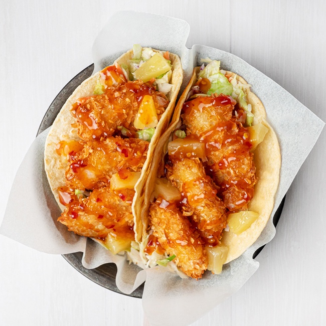Order Coconut Shrimp Tiki Taco food online from Hurricane Grill & Wings store, Syosset on bringmethat.com