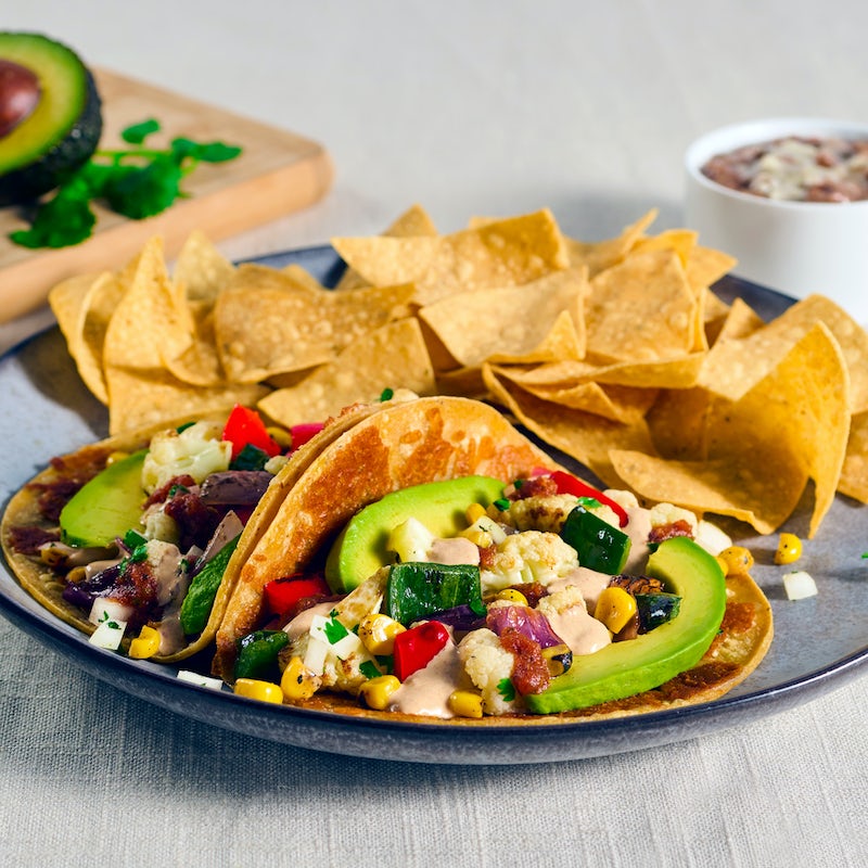 Order Grilled Gourmet™ Veggie Two Taco Plate food online from Rubio's store, Chandler on bringmethat.com