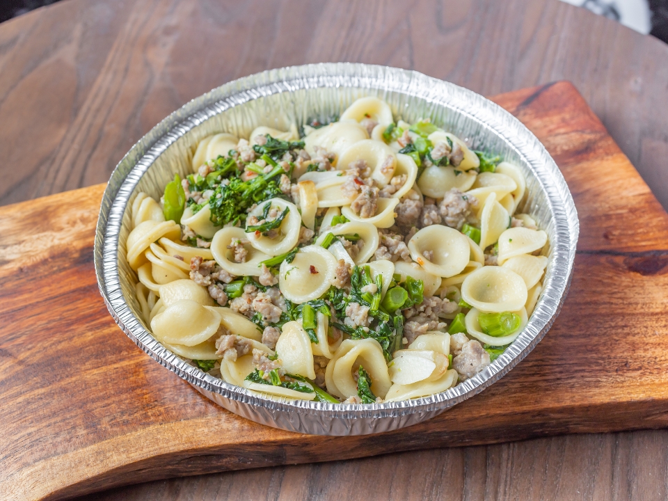 Order Orrechiette w/ Broccoli Rabe  Crumbled Sausage food online from Tutto Calcio Espresso Bar & Giovanna's Kitchen store, Queens on bringmethat.com