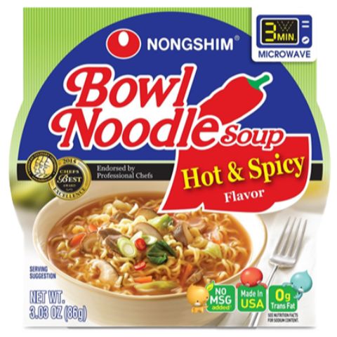 Order NongShim Bowl Noodle Soup, Hot & Spicy 3.03oz food online from Circle K And Liquors store, Fontana on bringmethat.com