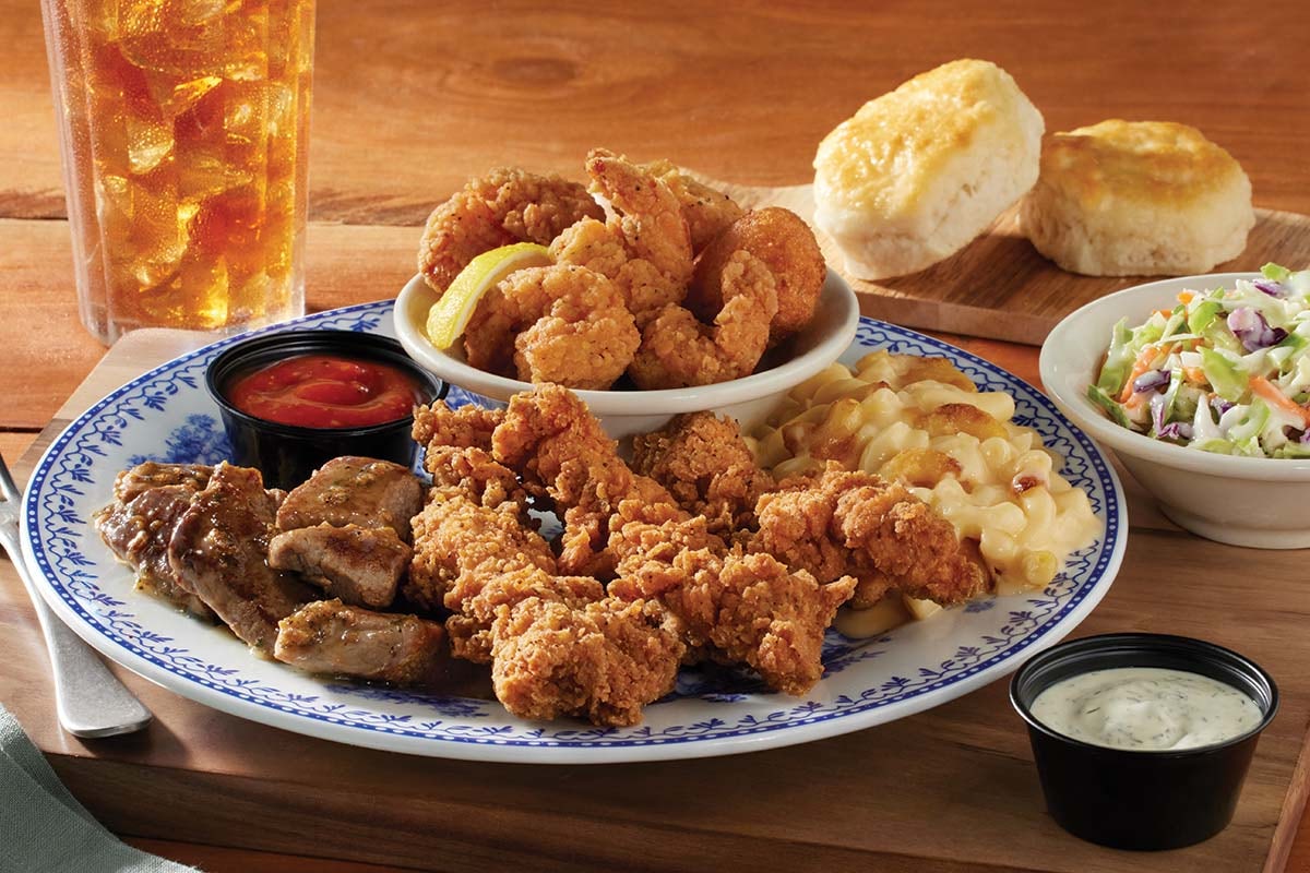 Order Tips, Tenders n' Shrimp Platter food online from Cracker Barrel store, Rochester on bringmethat.com