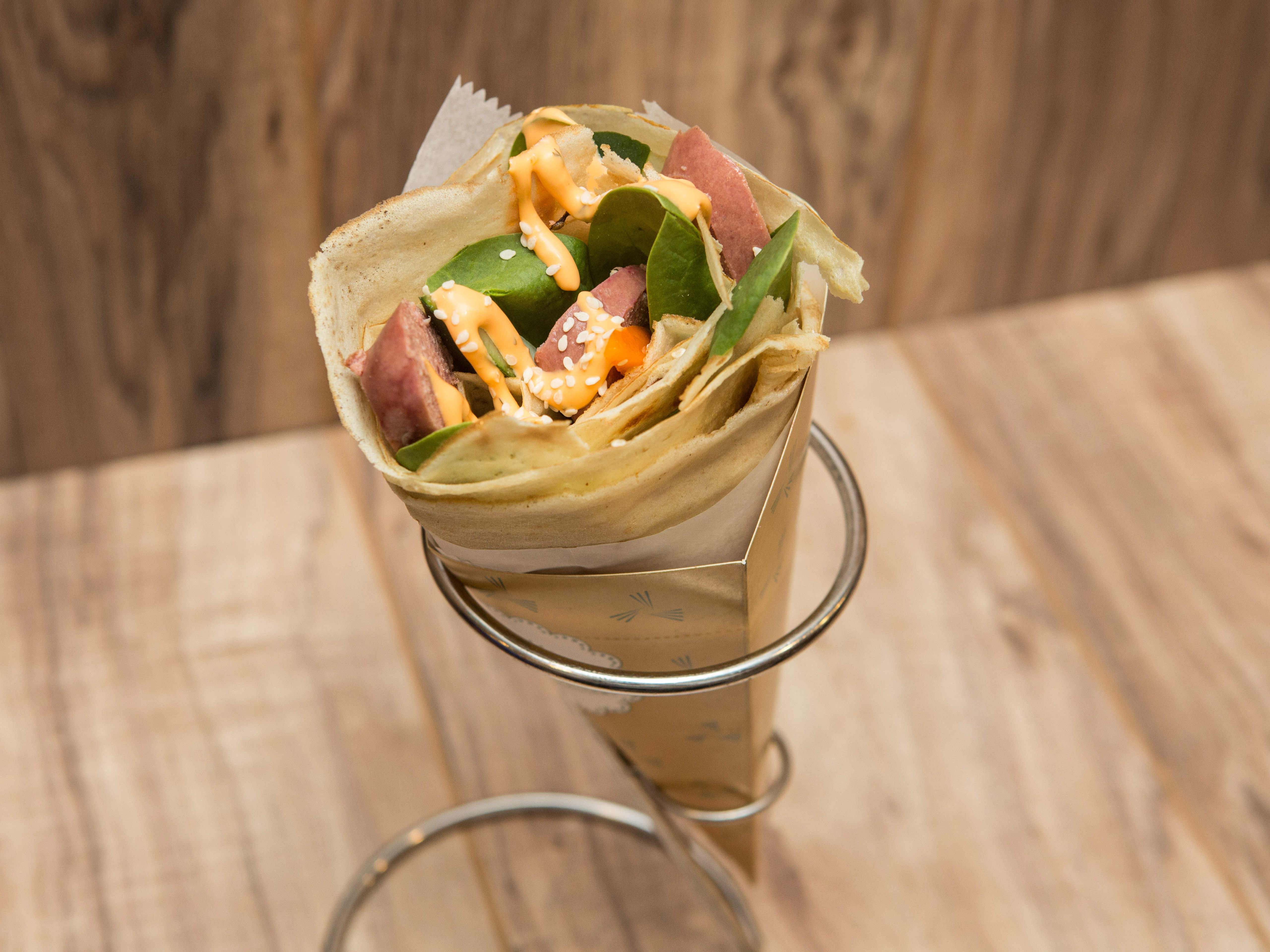 Order 3. Sausages Crepe food online from Tornado Crepes store, Queens on bringmethat.com