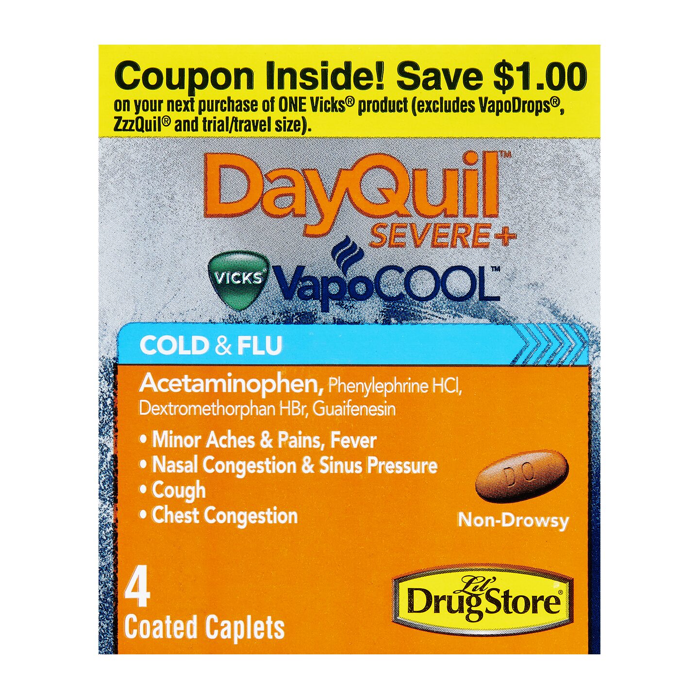 Order VICKS DAYQUIL 4CT SEVERE Single food online from Sheetz store, Goldsboro on bringmethat.com