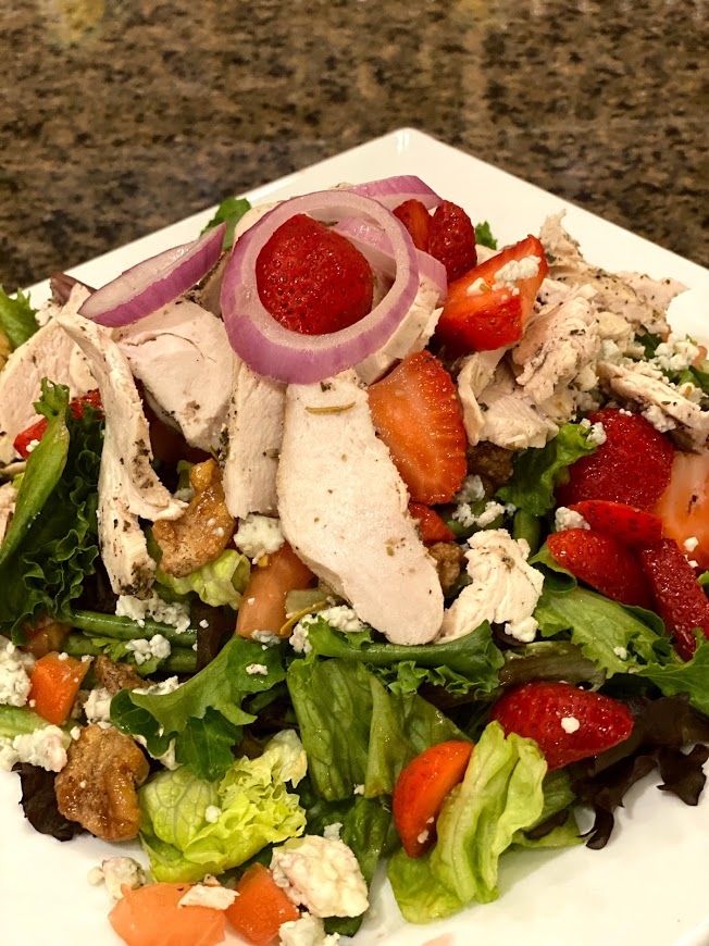 Order Grilled Chicken & Strawberry Salad food online from Berry Fresh Cafe store, Jupiter on bringmethat.com