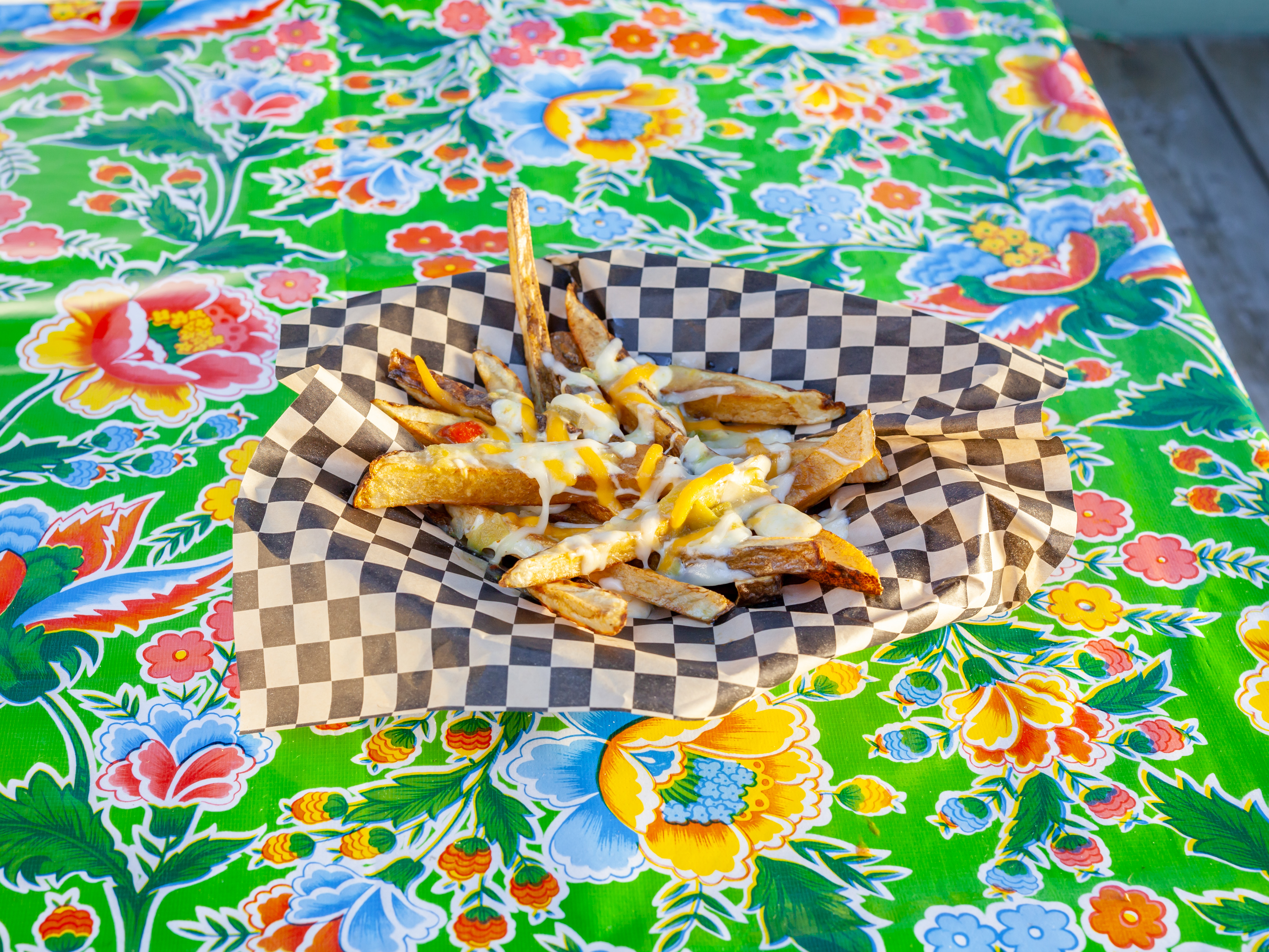 Order Green Chile Cheese Fries food online from La Panza Cafe store, Portland on bringmethat.com