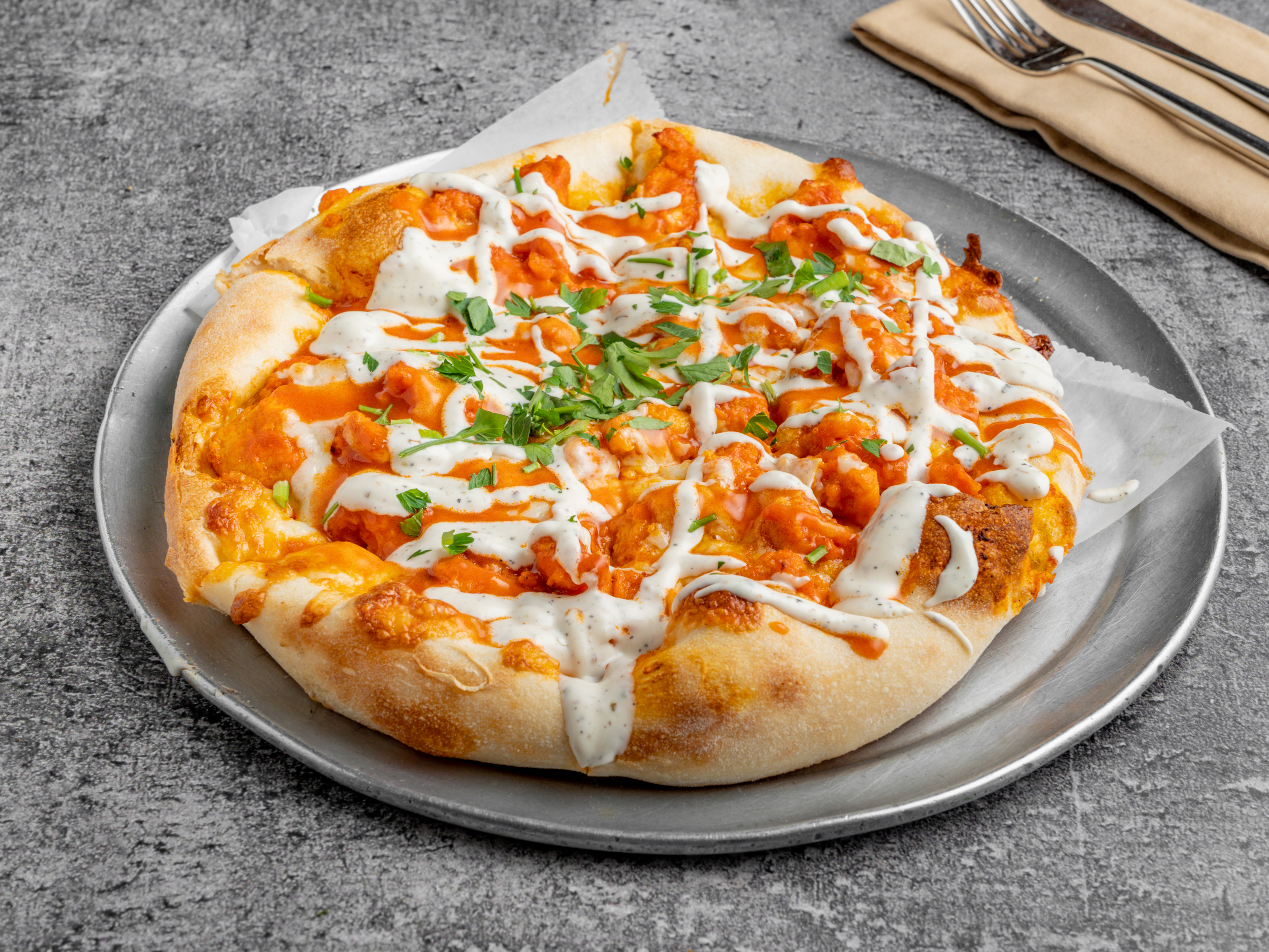 Order Traditional Buffalo Chicken Slice Pizza food online from 3 Brothers of RVC store, Rockville Centre on bringmethat.com