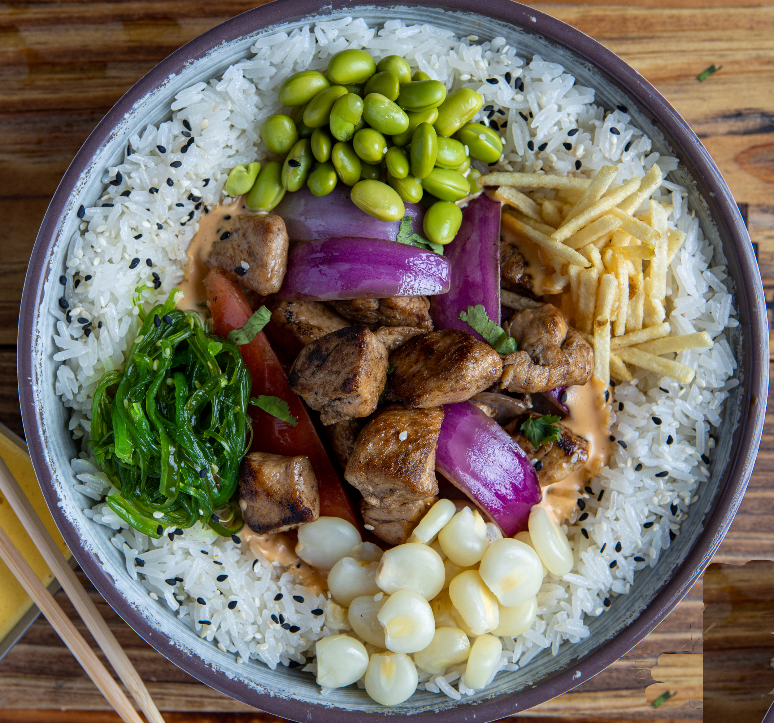 Order Pollo Saltado Bowl food online from Divino Bowl store, Miami on bringmethat.com