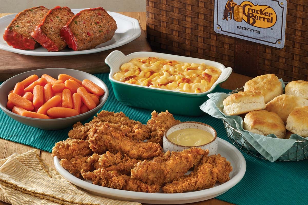 Order Meatloaf n' Chicken Tenders Family Meal Basket food online from Cracker Barrel store, Rochester on bringmethat.com