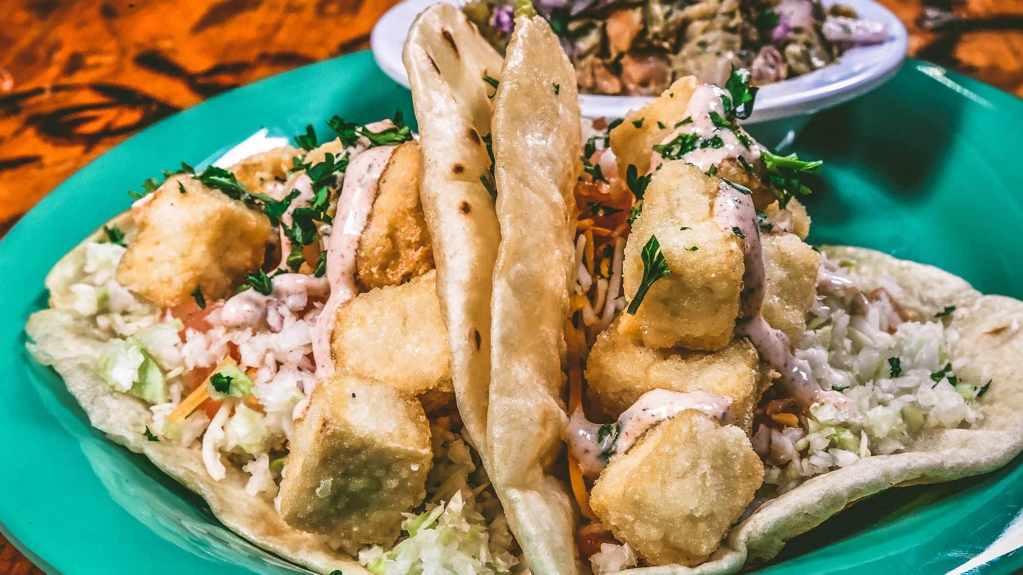 A La Flash Fried Tofu Taco from Cabo Fish Taco Baja Seagrill
