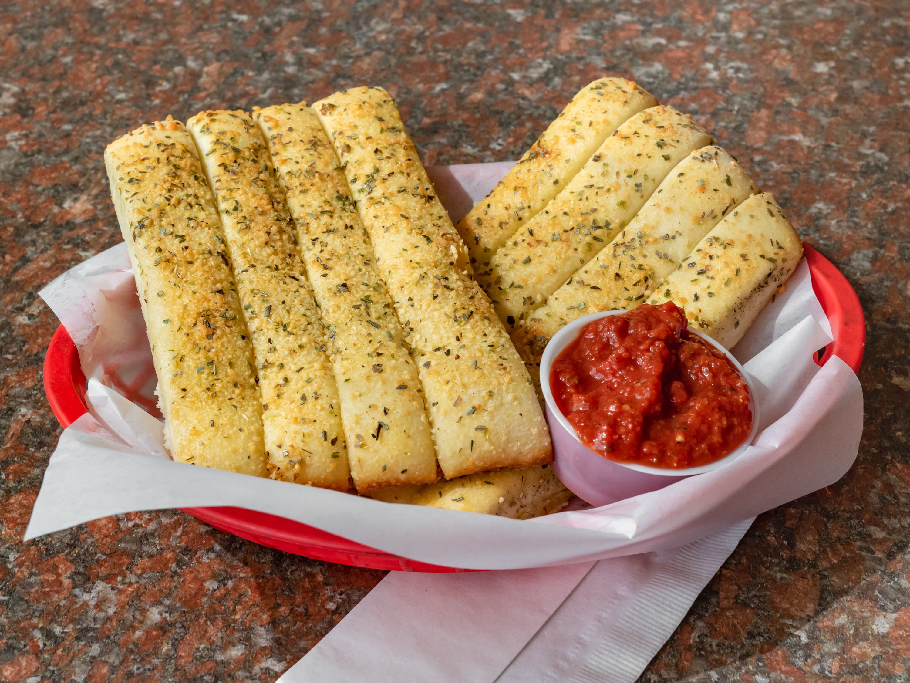 Order Garlic Breadsticks food online from Abo's Pizza store, Denver on bringmethat.com