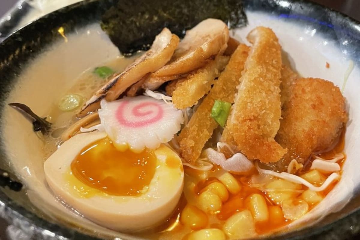 Tonkatsu with an extra egg and extra fish cake for a morning date at  Ichiban 2 in Fresno, CA : r/ramen