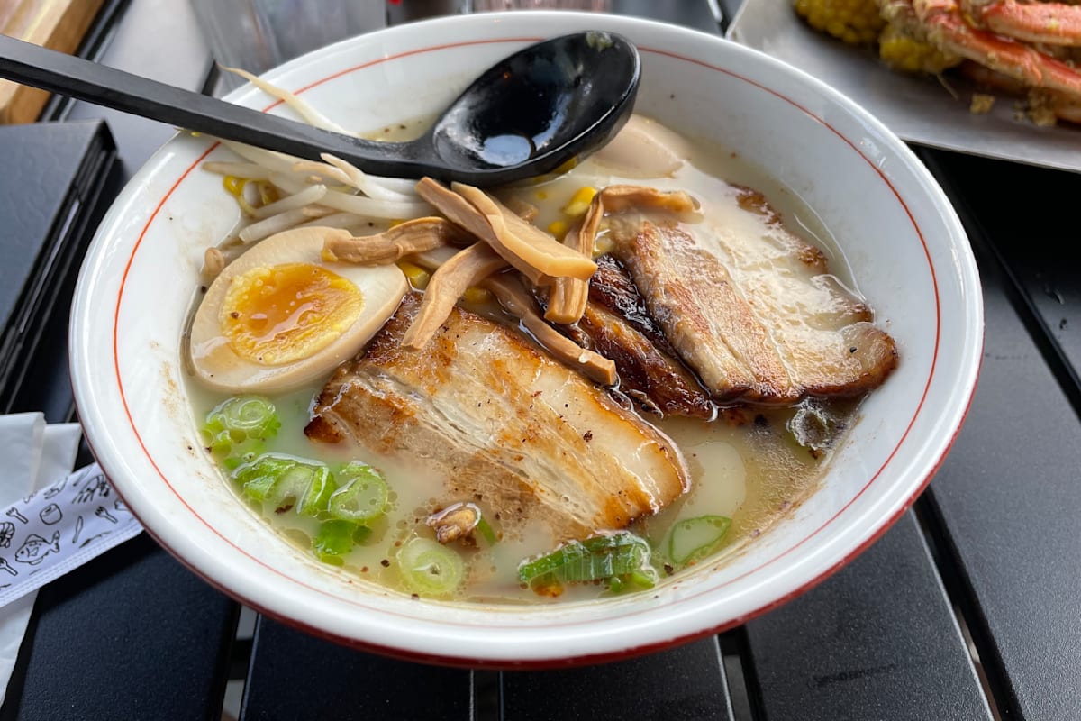 Seafood Ramen With Squid Ink, Mussels, and Salmon Roe Recipe