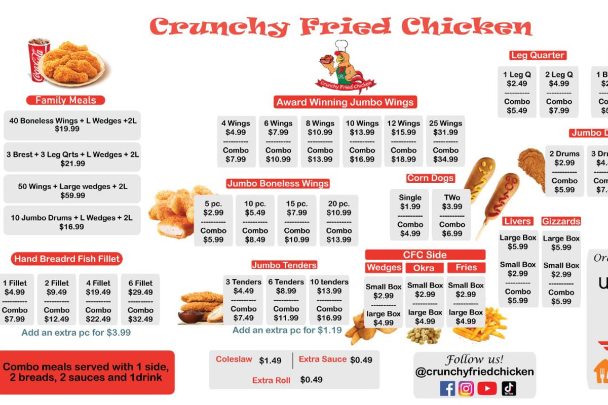 Crunchy Fried Chicken Delivery Menu Order Online 3205 Yanceyville