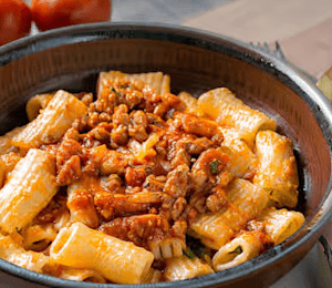 Rigatoni with Veal and Eggplant Meatballs in Tomato Sauce  Rigatoni al  Pomodoro con Polpetti di Vitello e Melanzane - Pasta et Al