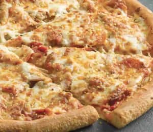 Spicy Italian sausage pizza, Carryout pizza from: Papa John…