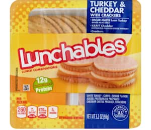 Lunchables Turkey and Cheddar Cracker Stackers 3.2 oz. Tray - 16/Case