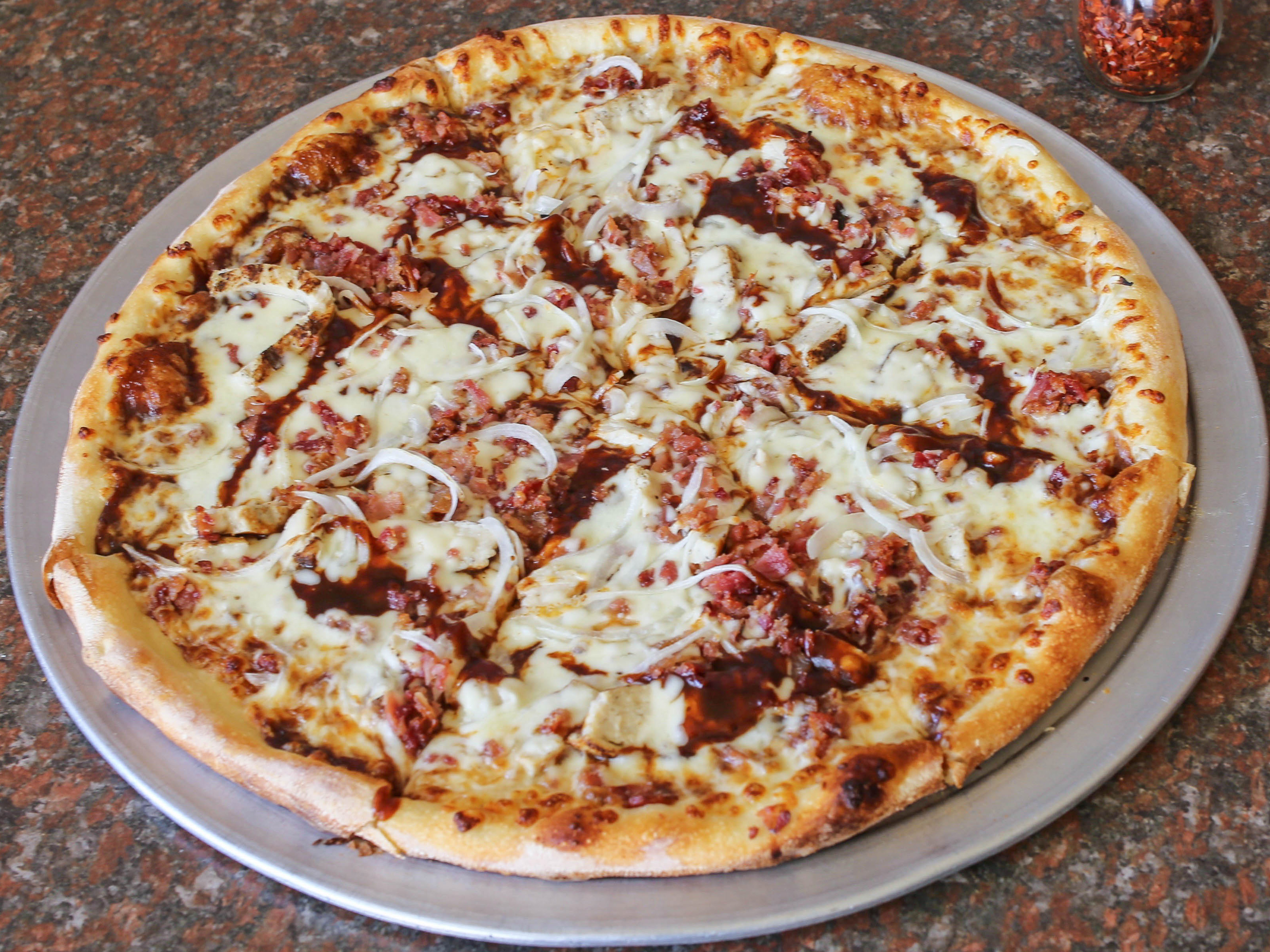 Order Barbecue Pizza food online from Abo's Pizza store, Denver on bringmethat.com