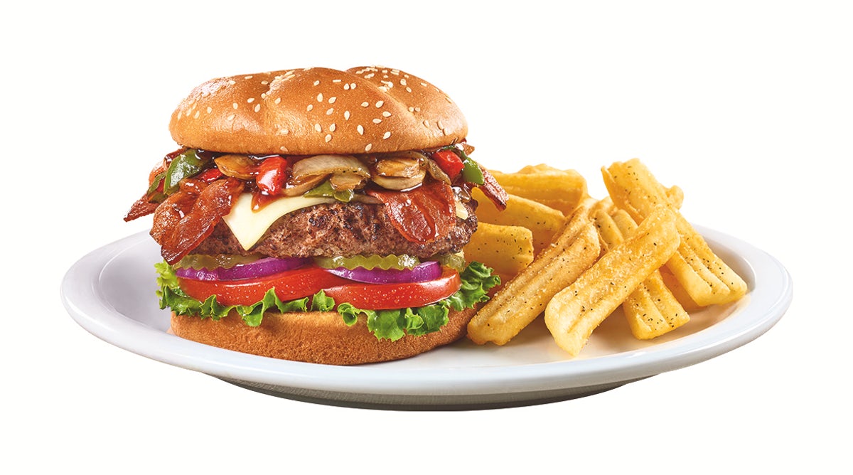 Order Bourbon Bacon Burger food online from Denny's store, Thomasville on bringmethat.com