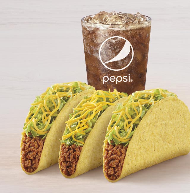 Order 3 Crunchy Tacos Combo food online from Taco Bell store, Proctorville on bringmethat.com