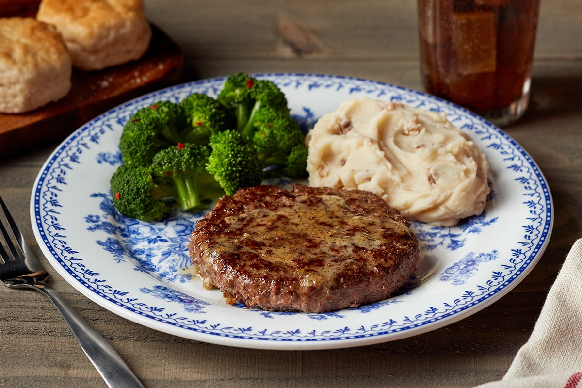Order Hamburger Steak** food online from Cracker Barrel store, Rochester on bringmethat.com