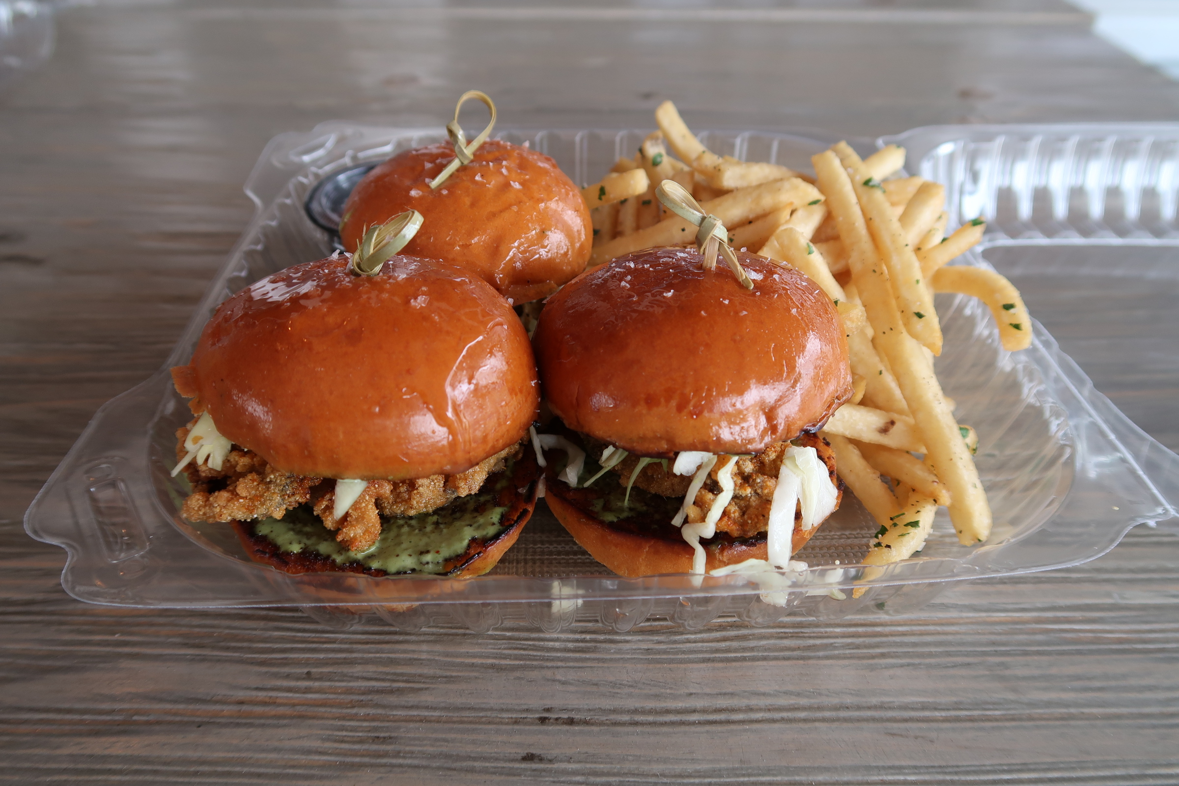 Order Fried Oyster Slider Entree food online from Pier House store, Los Angeles on bringmethat.com