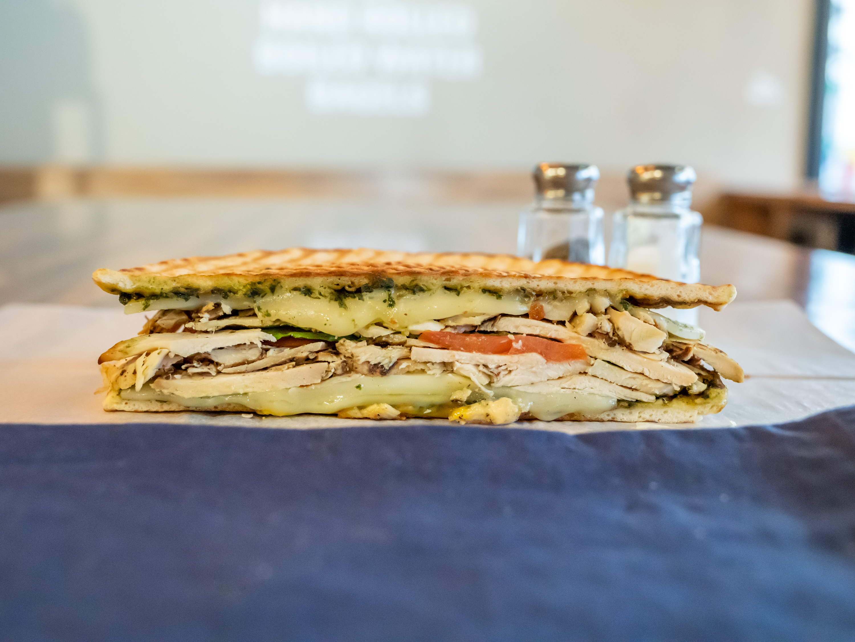Order Chicken Pesto Panini food online from Gramercy Bagels store, New York on bringmethat.com