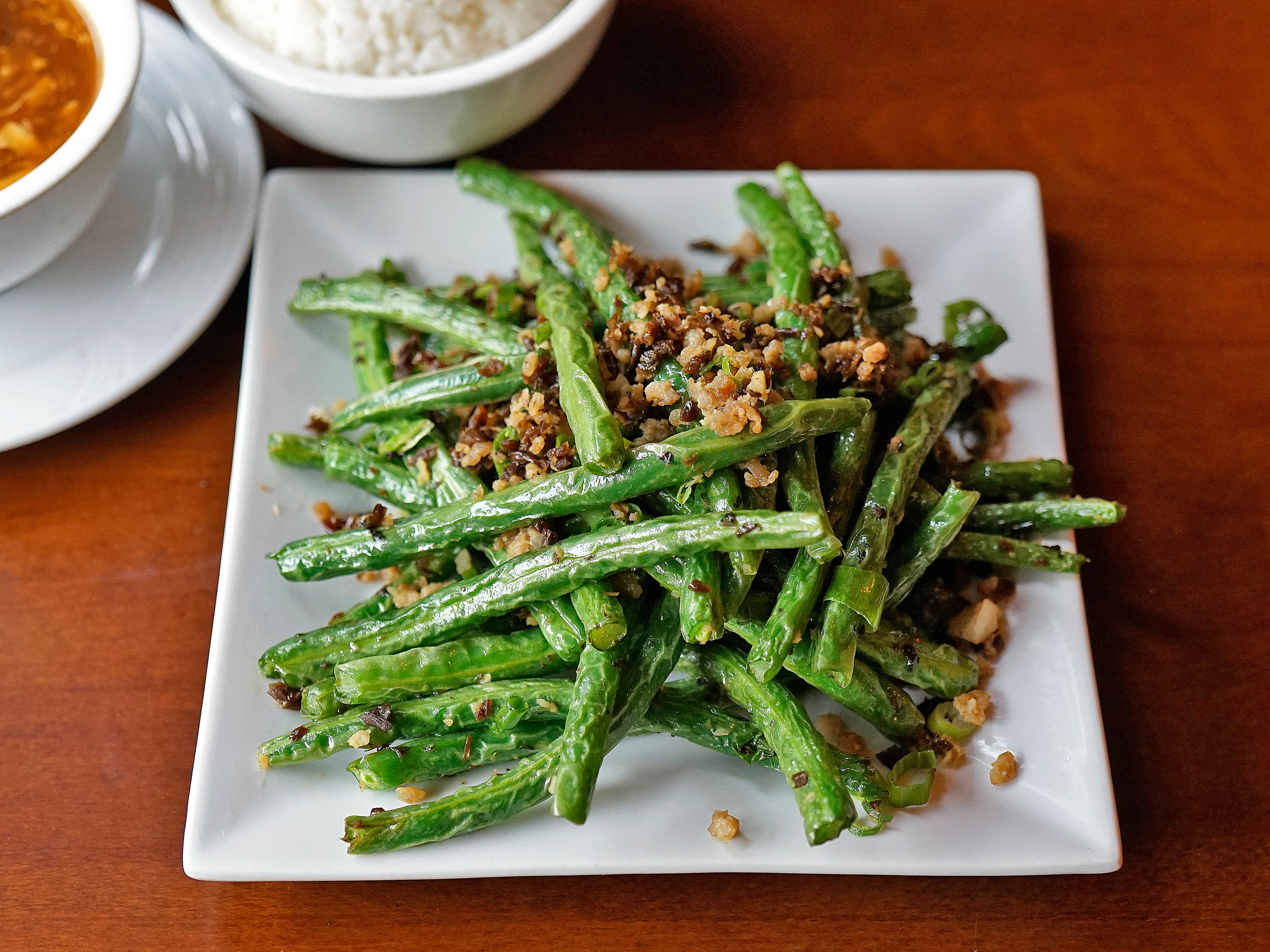 Order K5. Dry and Sauteed String Beans with Minced Pork food online from Shu Han Ju Chinese Restaurant store, New York on bringmethat.com