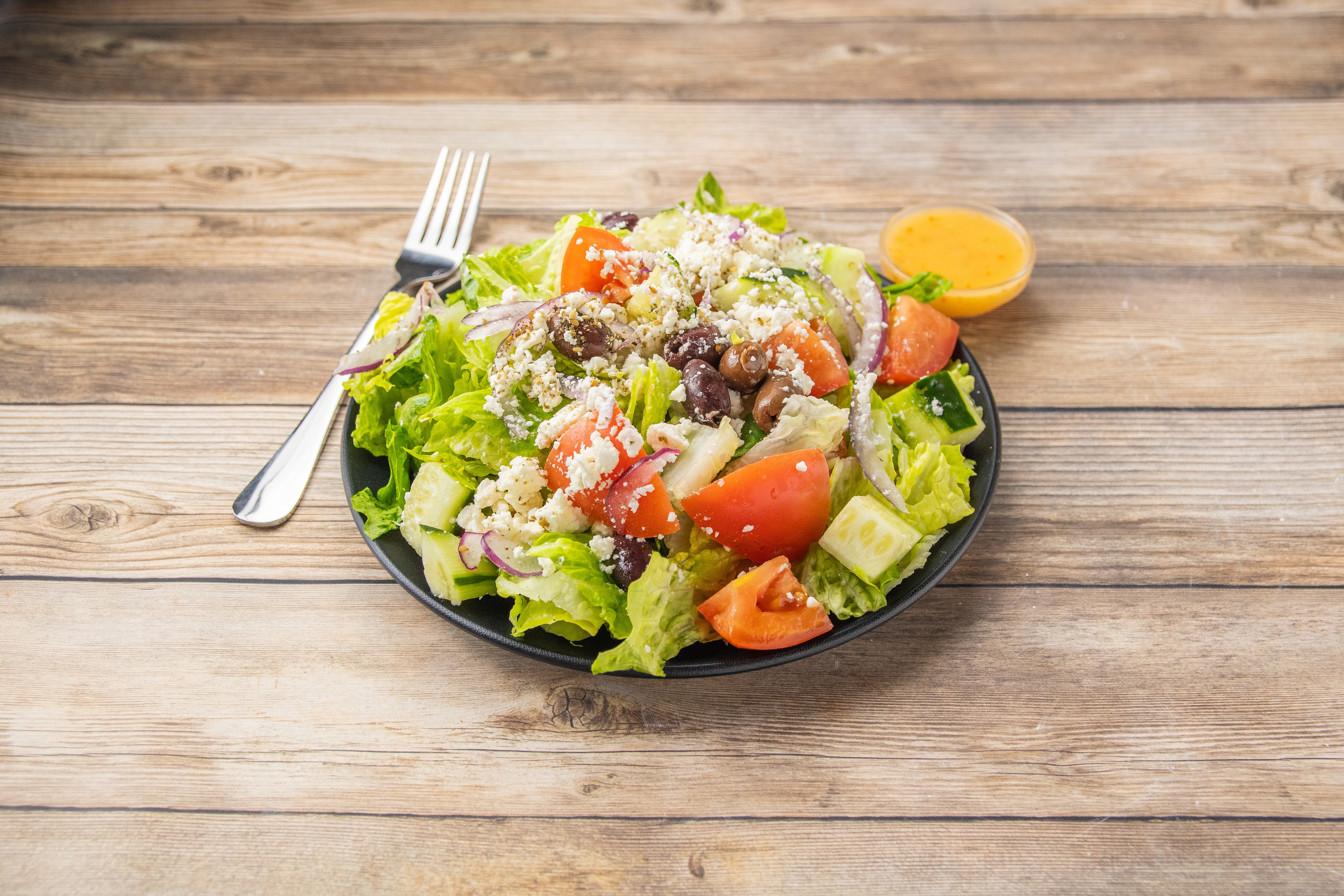 Order Greek Salad food online from Kabab Burger store, Lafayette on bringmethat.com
