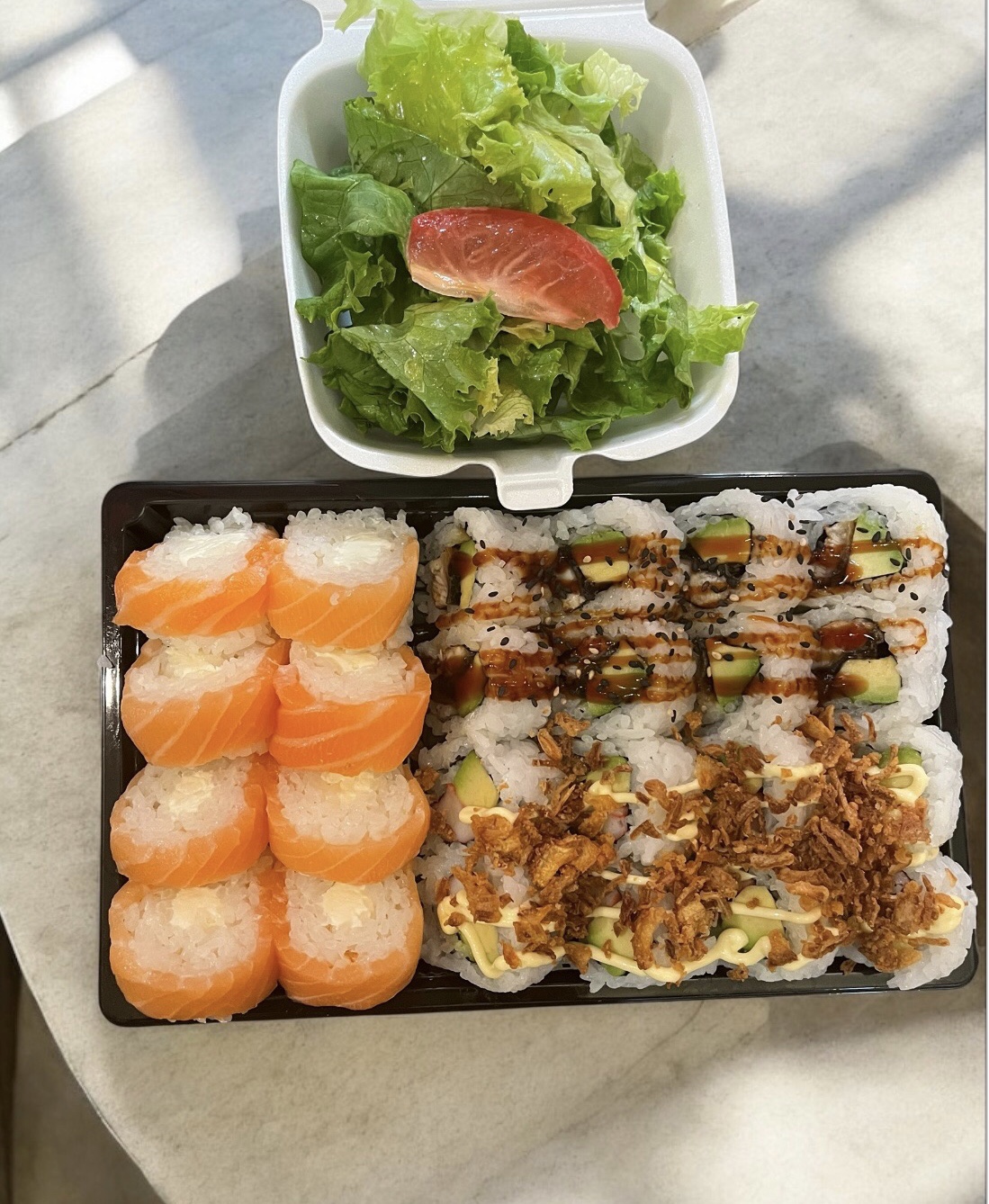 Menu 5 - Free comes with miso soup & homemade salad cabbage from Sushi Factory