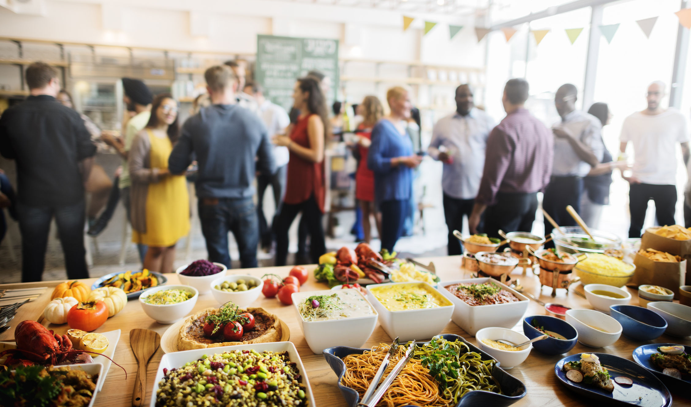 catering food spread on table