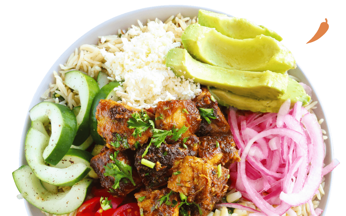 honey harissa chicken (signature bowl) from Mezeh Blacksburg