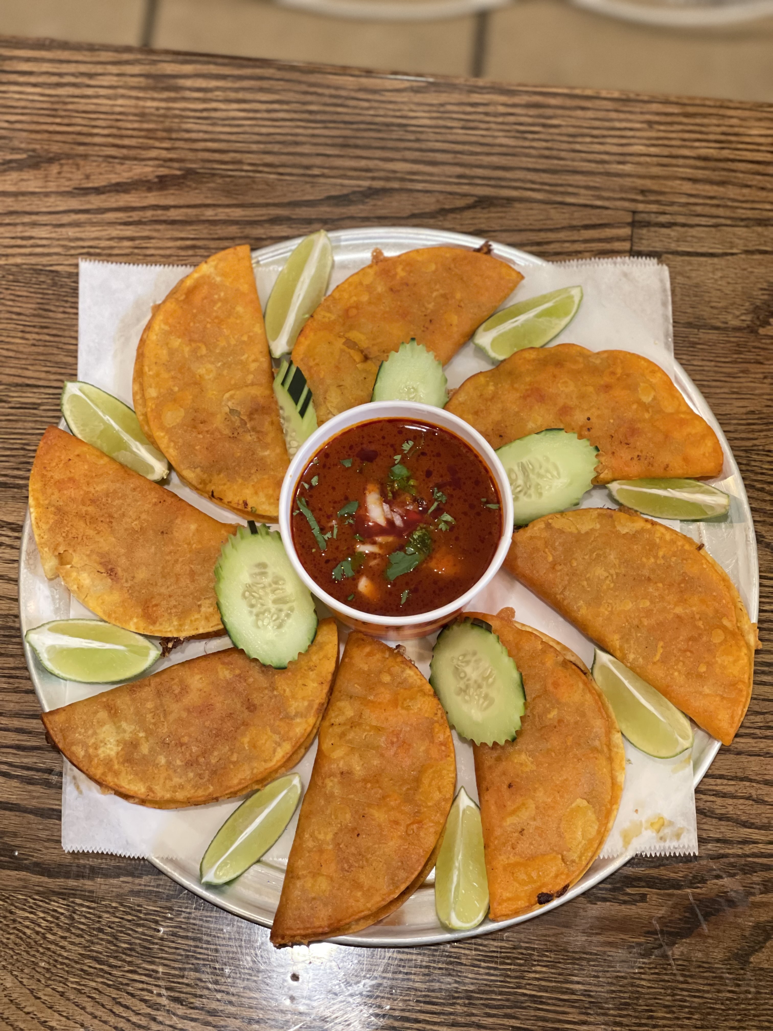 Order 8 Crispy Birria Mini Quesadillas food online from Tacos De Birria store, Queens on bringmethat.com