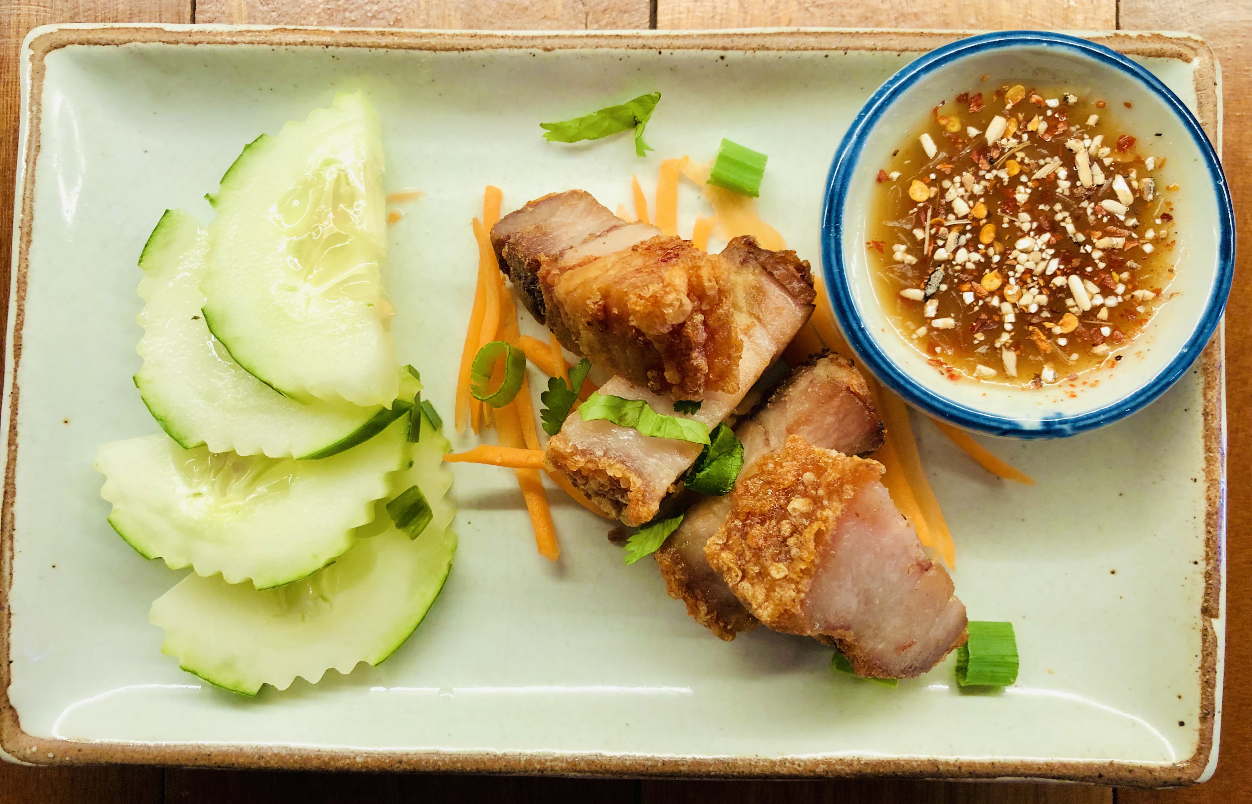 Order Crispy Pork Belly Appetizer food online from Be More Thai store, Baltimore on bringmethat.com