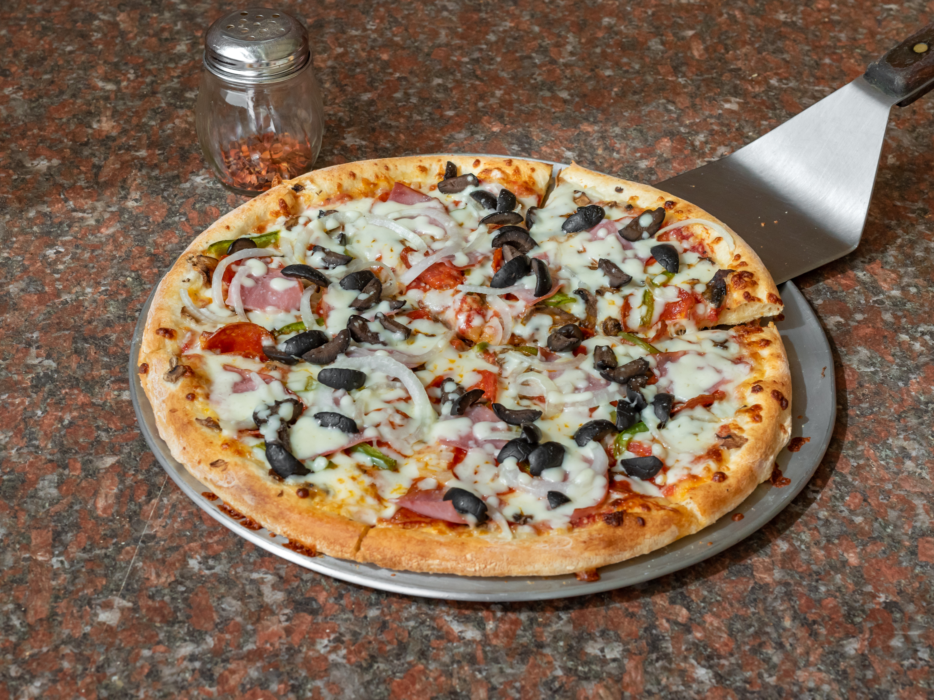Order Super Combo Pizza food online from Abo's Pizza store, Denver on bringmethat.com