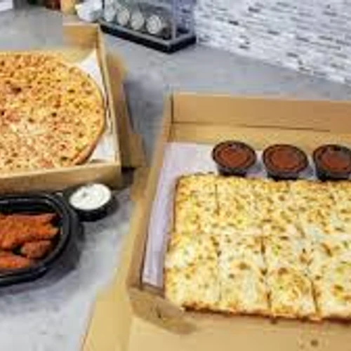 One Topping Pizza Extra Large Small cheese bread and 10 wings. from Roma Pizza