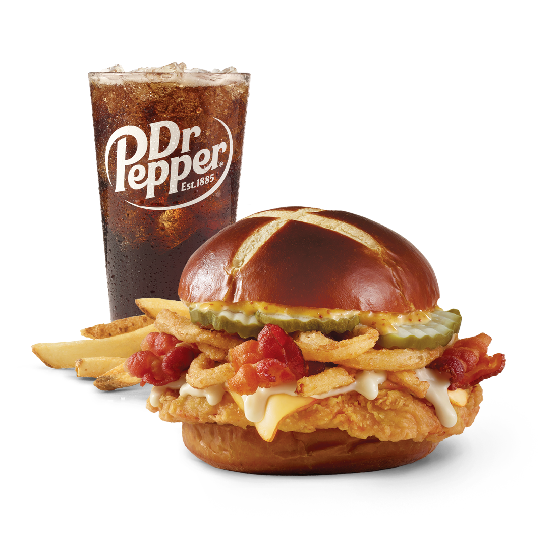 Order Pretzel Bacon Pub Chicken Sandwich Combo food online from Wendy's store, Wooster on bringmethat.com