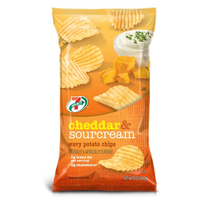 Order 7 Select Ripple Cheddar & Sour Cream Potato Chips 6oz food online from 7-Eleven store, Natick on bringmethat.com