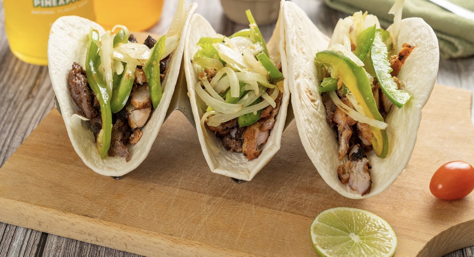 Order Three Fajitas food online from Mr. Yummy Taco store, Queens on bringmethat.com