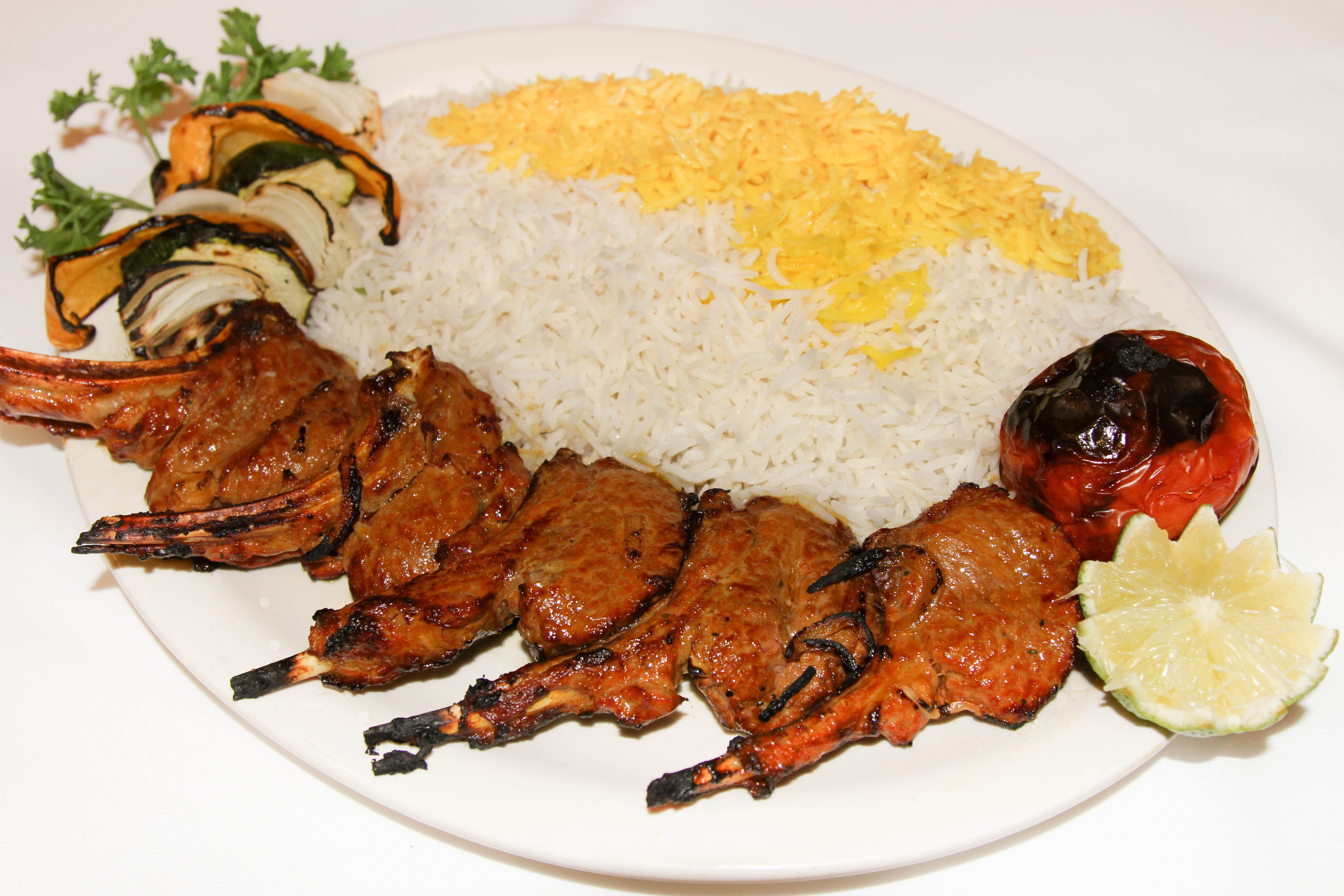 Order Rack of Lamb Kabob food online from Shaherzad Restaurant store, Los Angeles on bringmethat.com