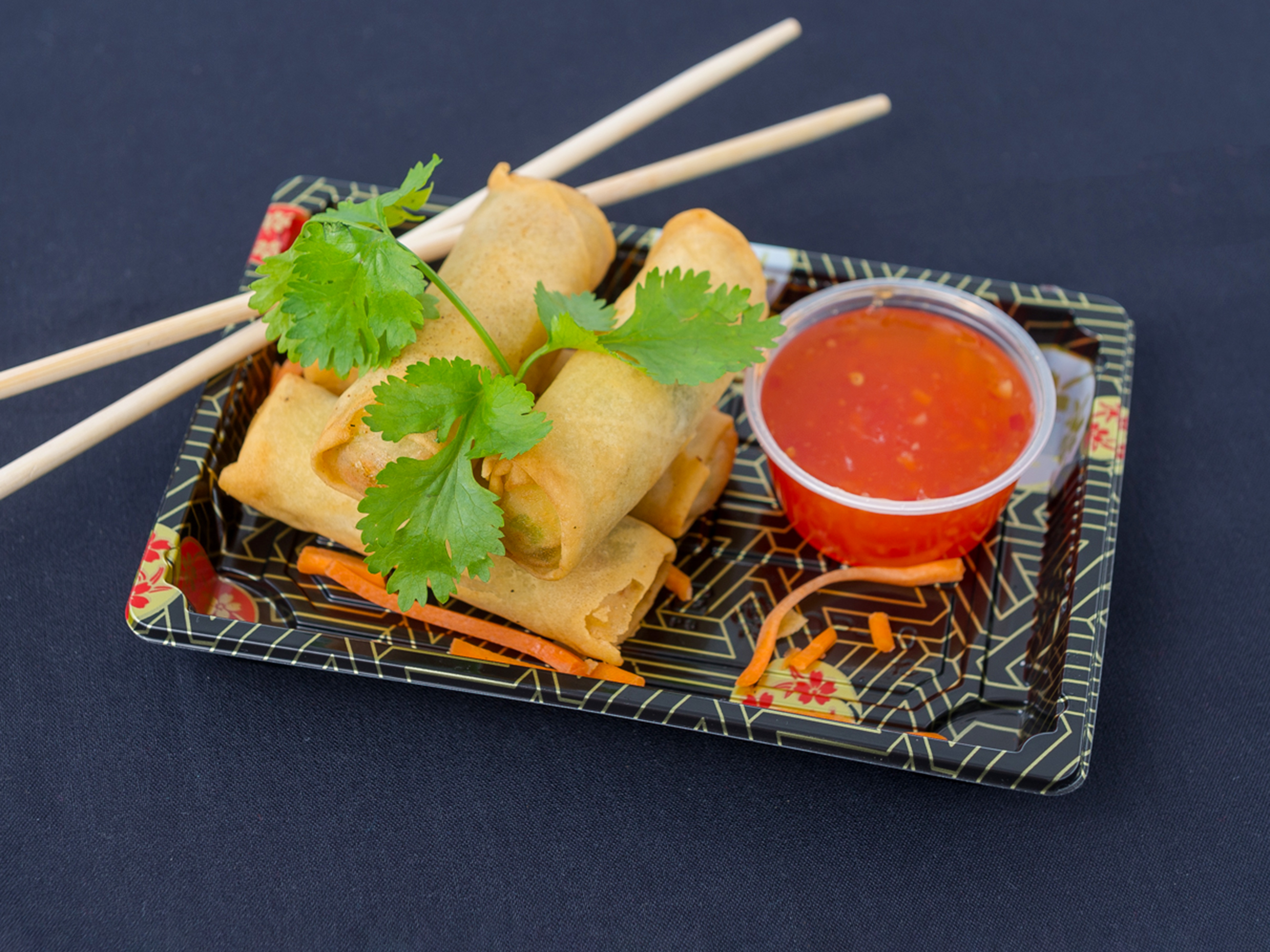 Order 4  Pieces Vegetable Spring Rolls food online from Wok N Kebab Asian Street Fare store, Oviedo on bringmethat.com