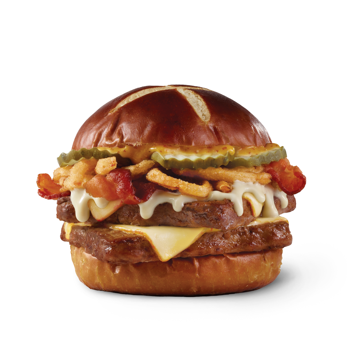 Order Pretzel Bacon Pub Double food online from Wendy's store, Youngstown on bringmethat.com