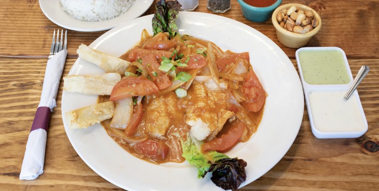 Order Pescado a la Chorrillana food online from Riko Peruvian Cuisine store, Queens on bringmethat.com
