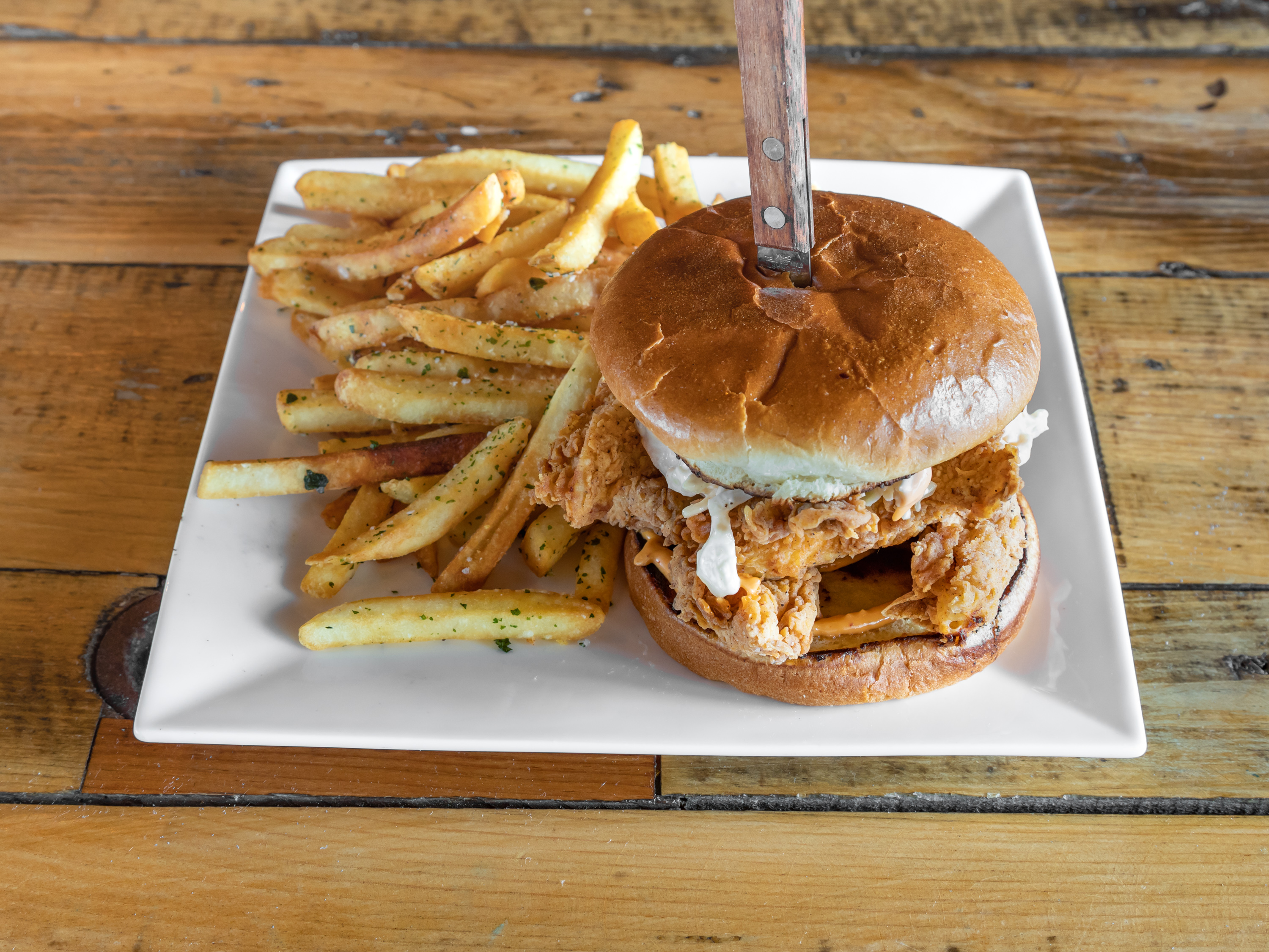 Order FRIED CHICKEN SANDWICH food online from Keg & Lantern Brewing store, Brooklyn on bringmethat.com