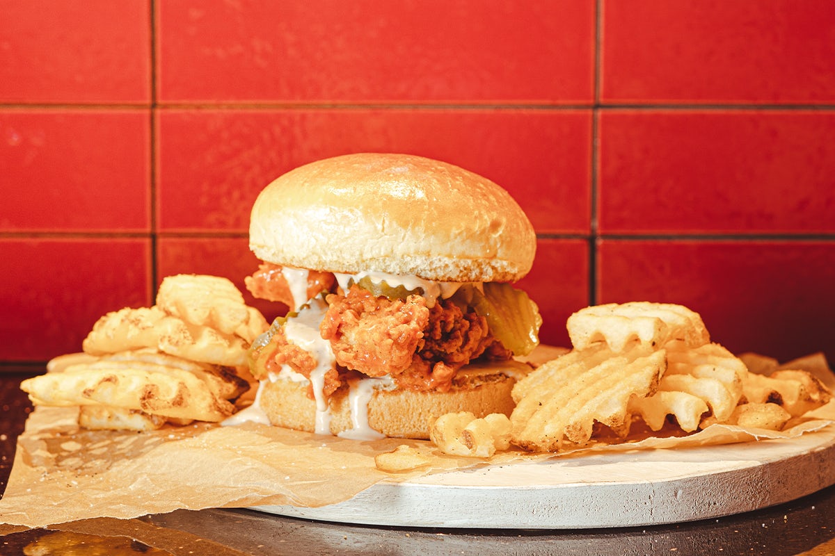 Order NASHVILLE HOT TWISTED TENDER SANDWICH food online from Old Chicago 66 store, Lakewood on bringmethat.com