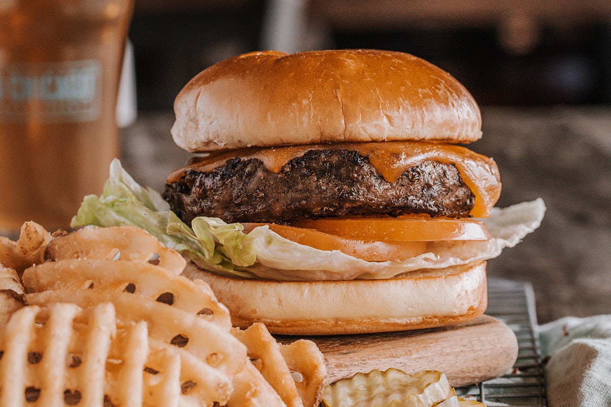 Order CLASSIC CHEDDAR BURGER* food online from Old Chicago 66 store, Lakewood on bringmethat.com